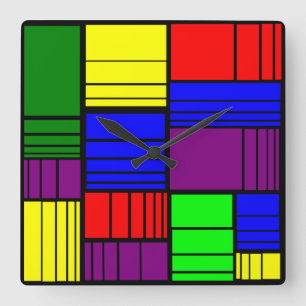 Split Rectangles Square Wall Clock