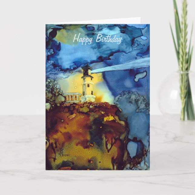 Split Rock Lighthouse At Night Card (Front)