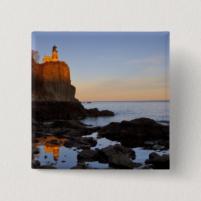 Split Rock Lighthouse at sunset near Two 2 Inch Square Button (Front)