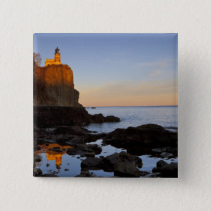Split Rock Lighthouse at sunset near Two 2 Inch Square Button