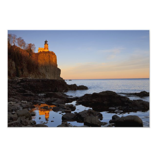 Split Rock Lighthouse at sunset near Two Photo Print (Front)