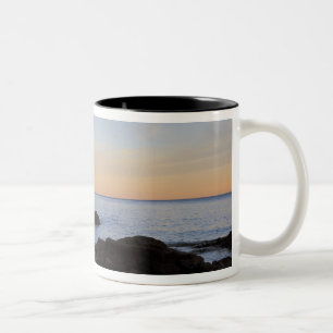 Split Rock Lighthouse at sunset near Two Two-Tone Coffee Mug