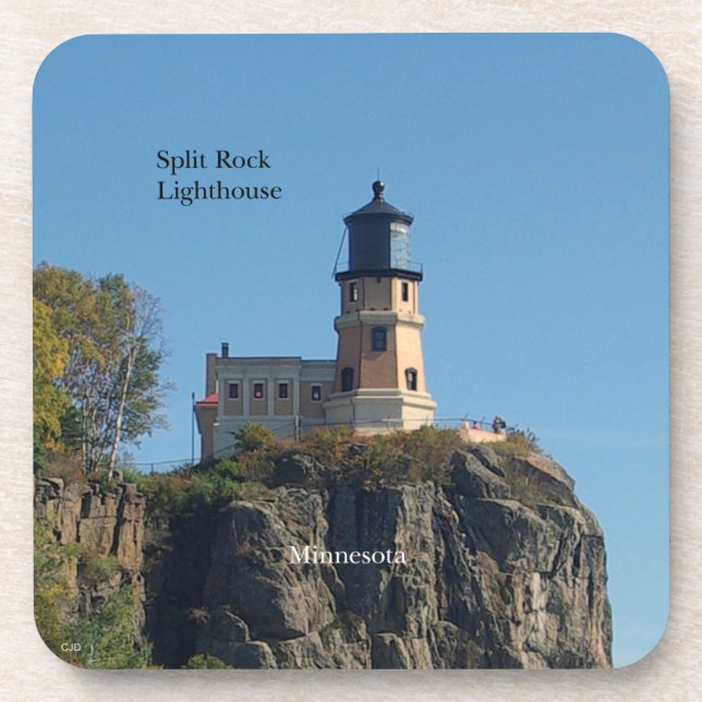 Split Rock Lighthouse from beach plastic coasters (Front)