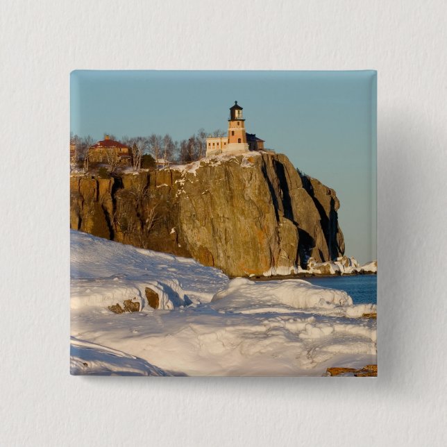 Split Rock Lighthouse State Park on Lake 2 Inch Square Button (Front)