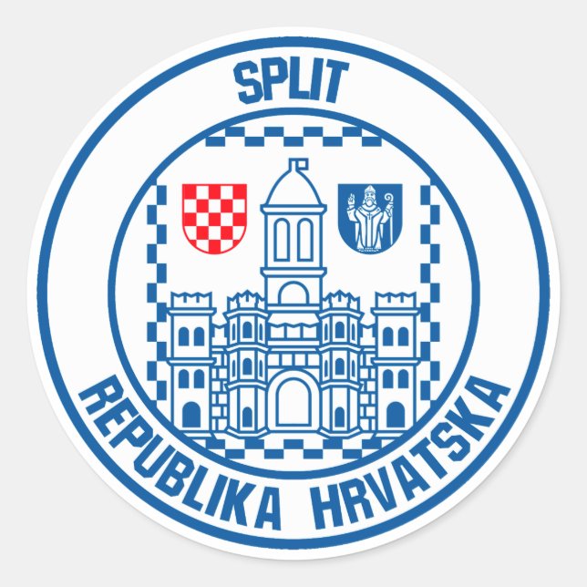 Split Round Emblem Classic Round Sticker (Front)