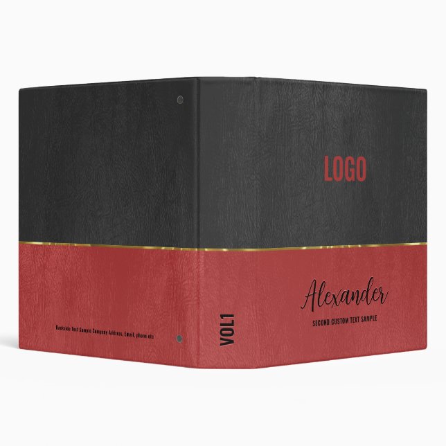 Split-screenred and grey faux leather Gold Accent Binder (Background)