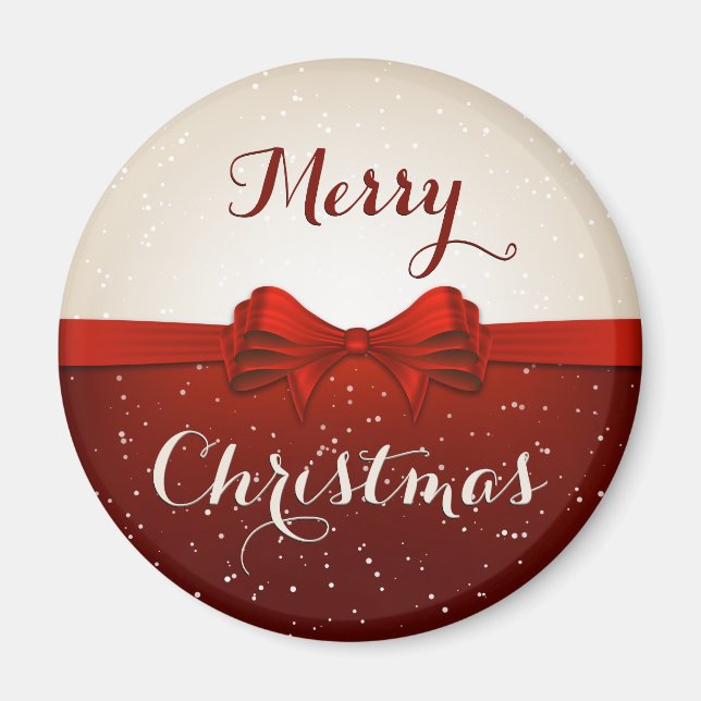 Split Snow and Red Ribbon Magnet (Front)