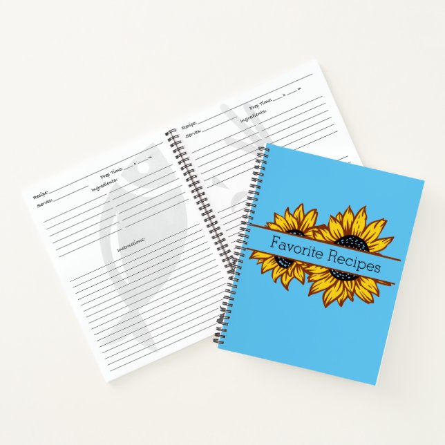 Split Sunflower Favourite Recipes Notebook (Inside)