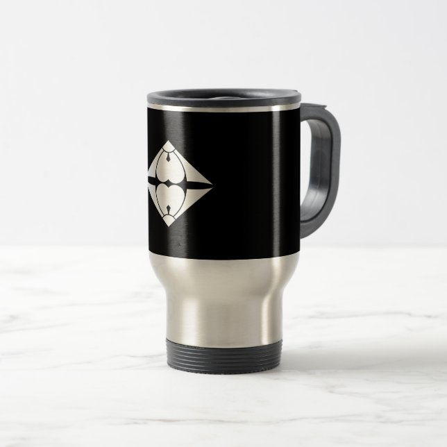 Split sword, vinegar, grass lozenge travel mug (Front Right)