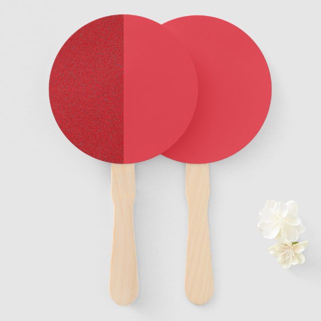 Split Texture Tomato Red Custom Hand Fan (Front and Back)