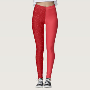 Split Tomato Red Contrast Leggings – Customizable