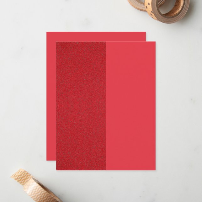 Split Tomato Red Flat Note Card (Noise + Solid) (Front/Back In Situ)