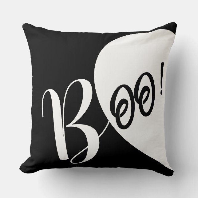 Split Tone Boo Typography Throw Pillow | Spooky  (Front)