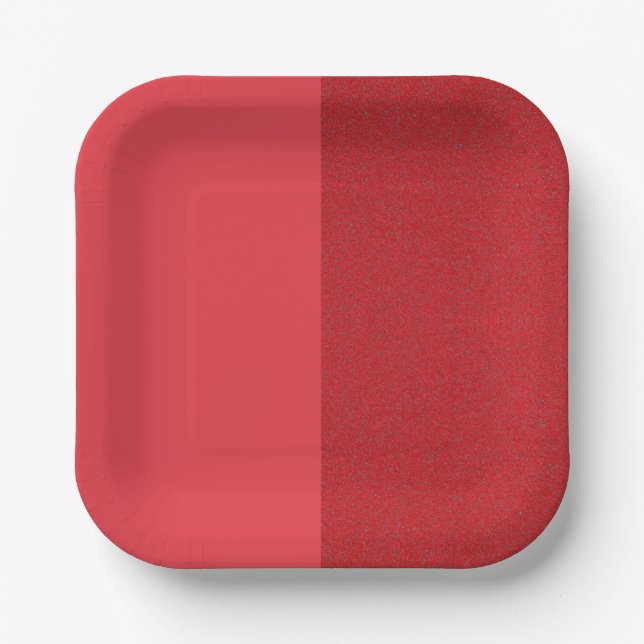 Split-Tone Tomato Red Paper Plate – Customizable (Front)