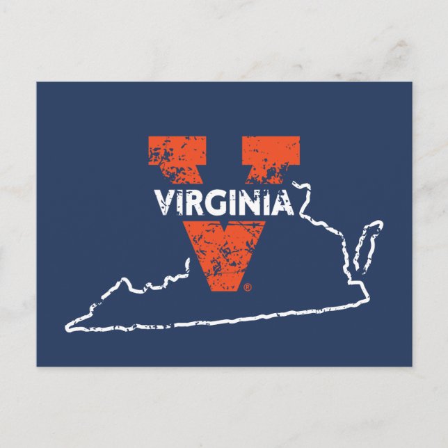 Split V Virginia State Love Invitation Postcard (Front)