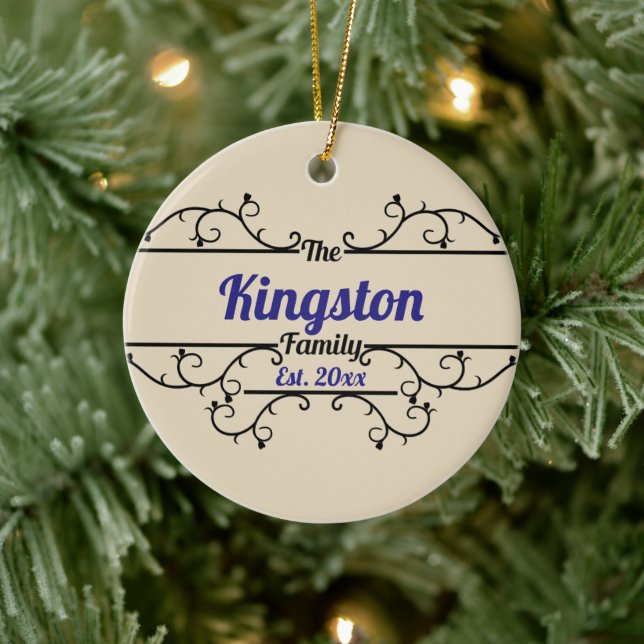 Split Vines Border Personalized Ceramic Ornament (Tree)