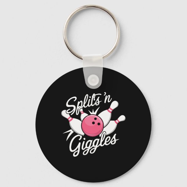 Splits N Giggles Bowling Bowler Bowling Ball And P Keychain (Front)