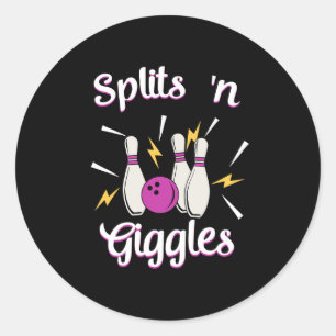 Splits n Giggles Funny Bowling Team Bowler Sports Classic Round Sticker