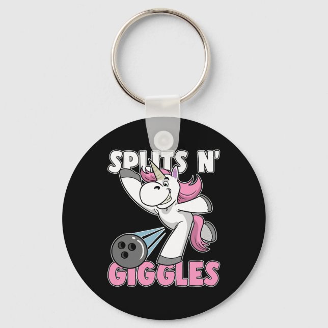 Splits N' Giggles Unicorn Bowling Bowler  Keychain (Front)