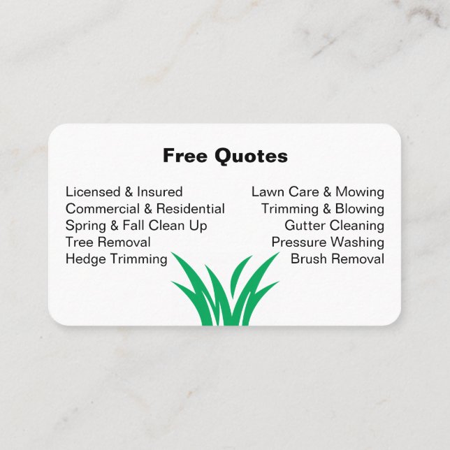 Splitting Grass Lawn Care Business Card (Back)