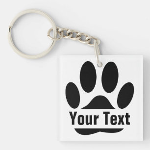 Spllit Frame Dog Pawprint With Custom Text Keychain
