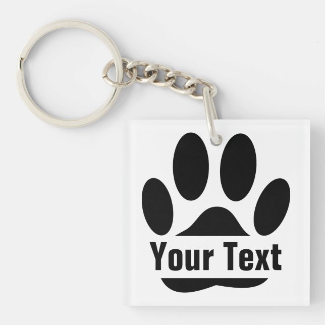 Spllit Frame Dog Pawprint With Custom Text Keychain (Front)