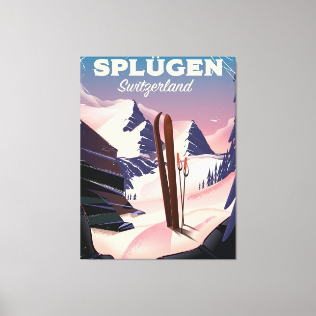 splügen Switzerland ski poster Canvas Print (Front)