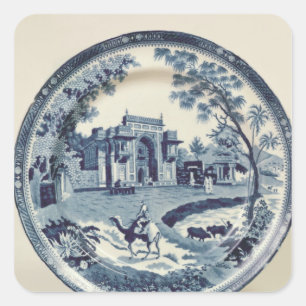 Spode blue and white plate, c.1815 square sticker