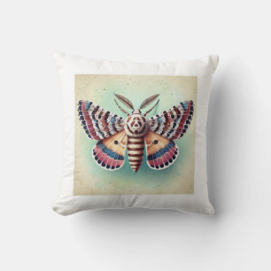 Spodoptera Moth 070824IREF204 - Watercolor Throw Pillow