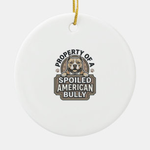 Spoiled American Bully Vintage Engraving Design_1 Ceramic Ornament