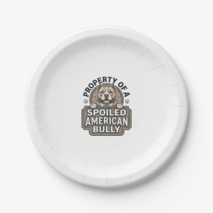 Spoiled American Bully Vintage Engraving Design_1 Paper Plate
