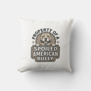 Spoiled American Bully Vintage Engraving Design_1 Throw Pillow