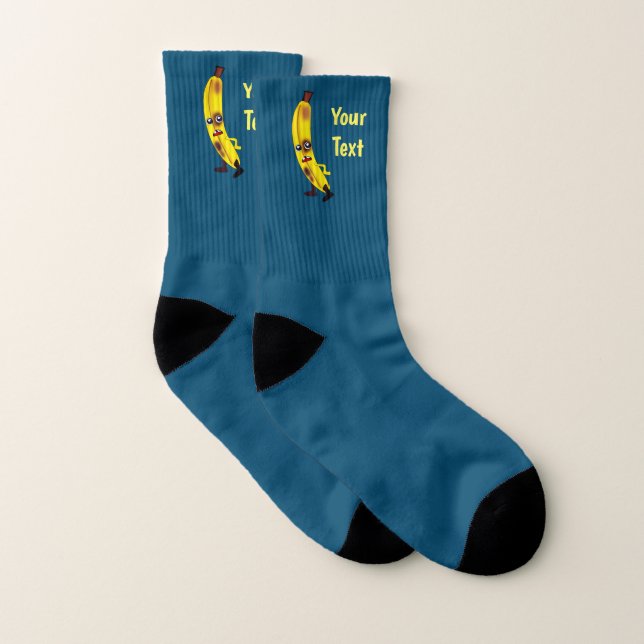 Spoiled Banana - Yellow on Blue custom text Socks (Pair)