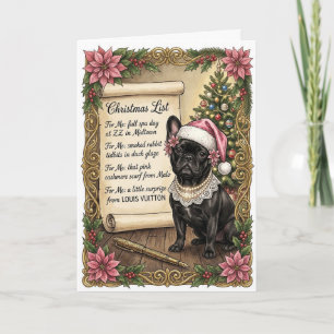 Spoiled French Bulldog Christmas Wish List Cart Card