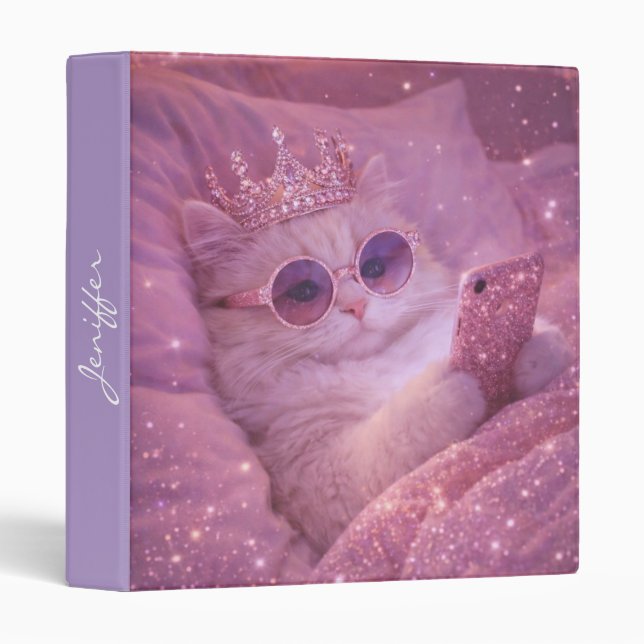 Spoiled Princess Cat Texting in Bed                Binder (Front/Spine)