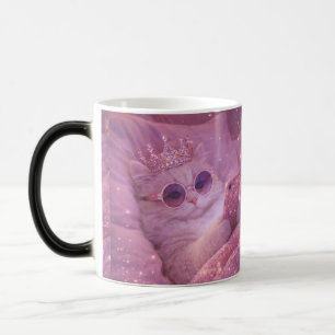 Spoiled Princess Cat Texting in Bed Magic Mug