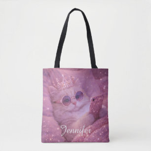 Spoiled Princess Cat Texting in Bed Tote Bag