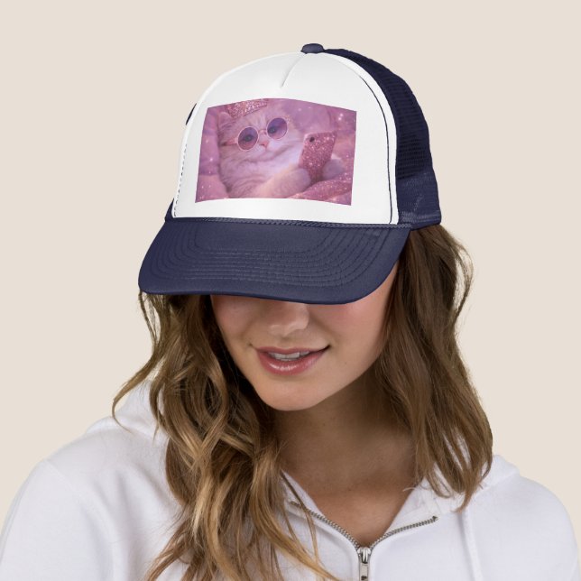 Spoiled Princess Cat Texting in Bed                Trucker Hat (In Situ)