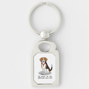 Spoiled Rotten Beagle (tri colour 3) Dog Funny Keychain
