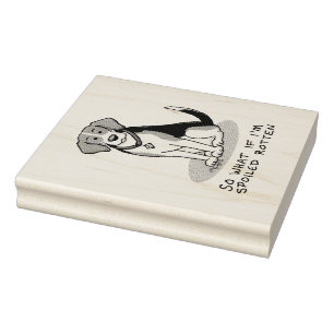 Spoiled Rotten Beagle (tri colour 3) Dog Funny Rubber Stamp