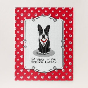 Spoiled Rotten Boston Terrier (black) Cute dog Jigsaw Puzzle