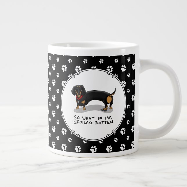 Spoiled Rotten Dachshund (S black & tan) Cute dog Large Coffee Mug (Right)