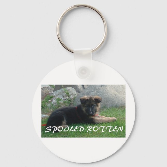 spoiled rotten german shepherd keychain (Front)