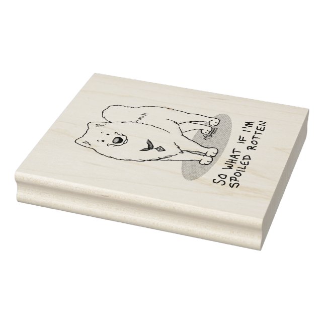 Spoiled Rotten Samoyed Dog Cute Attitude Funny Rubber Stamp (Stamp)