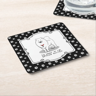 Spoiled Rotten Samoyed Dog Cute Attitude Funny Square Paper Coaster