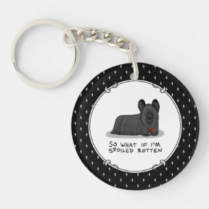 Spoiled Rotten Skye Terrier Dog (black) Cute Funny Keychain