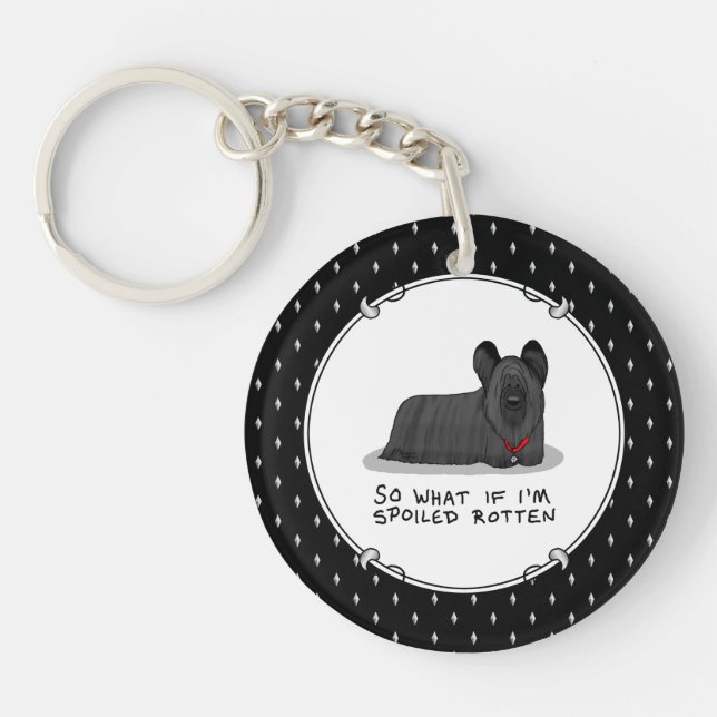 Spoiled Rotten Skye Terrier Dog (black) Cute Funny Keychain (Front)