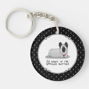 Spoiled Rotten Skye Terrier Dog (silver) Cute Fun Keychain