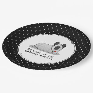 Spoiled Rotten Skye Terrier Dog (silver) Cute Fun Paper Plate