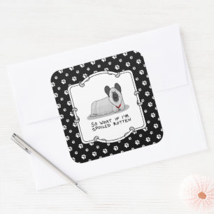 Spoiled Rotten Skye Terrier Dog (silver) Cute Fun Square Sticker